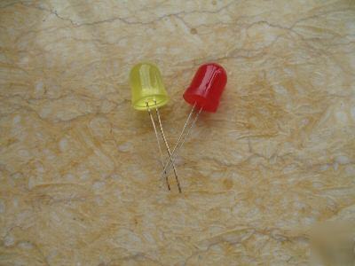 50PCS each of red and yellow 10MM diffused leds