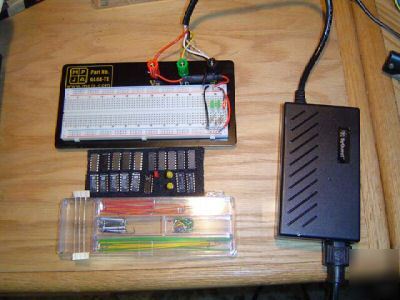 Complete logic prototyping system with power supply