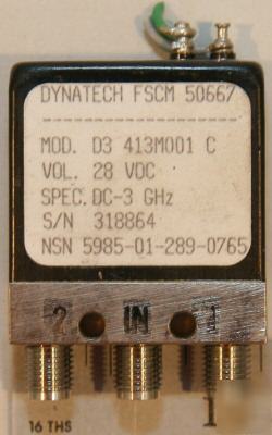 Dynatech/u-z spdt sma switch dc-18GHZ model D3-413M001C