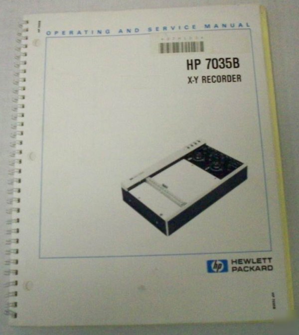 Hp 7035B x-y recorder operating and service manual