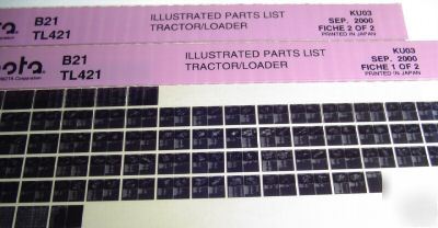 Kubota B21 tractor & loader parts catalog microfiche
