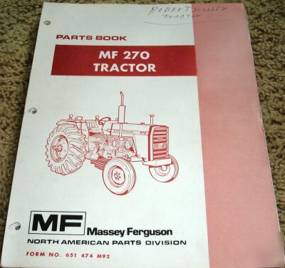 Massey ferguson 270 tractor parts catalog manual mf
