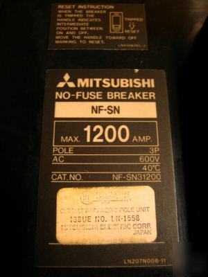 Mitsubishi breaker nf-SN31200 nf sn 1200 amp 1200A a