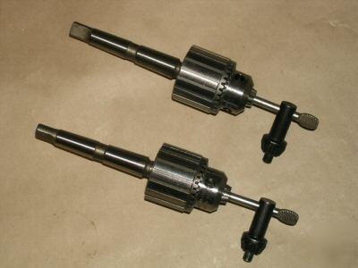 Two jacobs drill chucks with #1 morse taper shanks