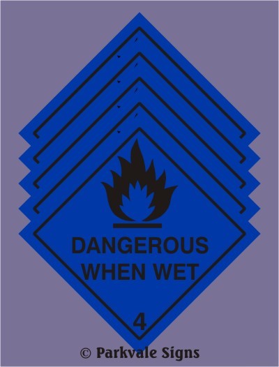 Pack of 5 dangerous when wet stickers (1311)