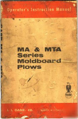 Original case ma mta moldboard plow operators manual