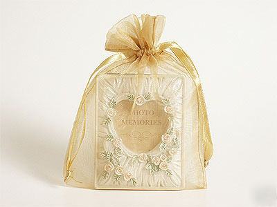 20 pcs 4X5 old gold organza fabric pouch bags