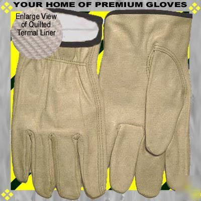 2P xl insulated leather work gloves cowhide winter cold