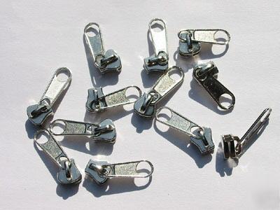 #3 molded plastic zipper sliders long-pull nickel 25PCS