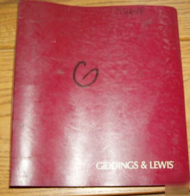 G&l giddings lewis mdl g table type hbm parts manual