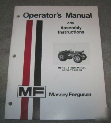 Massey ferguson 184-4 tractor operator's manual mf