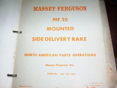 Massey ferguson 25 mounted side delivery rake parts boo