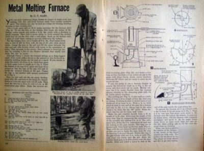Metal melting furnace 4 castings & forging 1952 plans