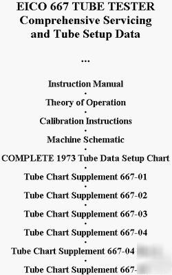 110-page setup data+manual eico 667 tube tester checker