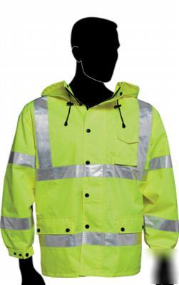 Ansi osha class iii 3 windbreaker safety jacket lime 2X