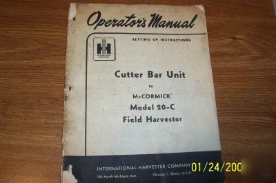 International harvester 20-c cutter bar operator manual