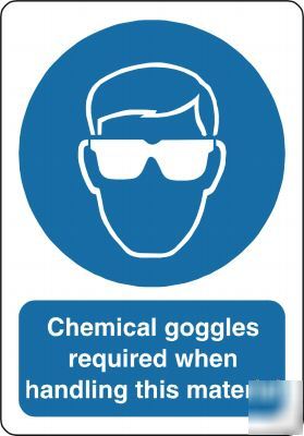 Large metal safety sign chemical goggles 1469