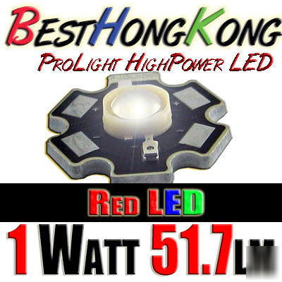 High power led set of 2 prolight 1W red 51.7 lumen