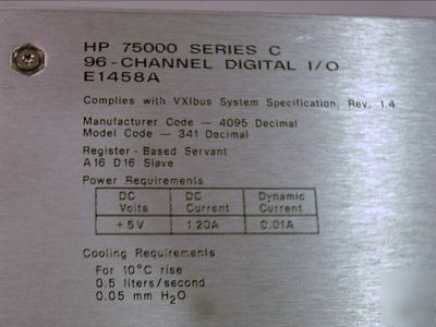 Hp 75000 series c E1458A 96 channel digital i/o
