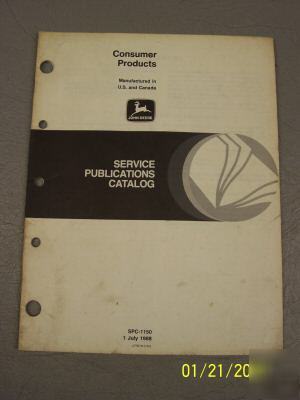 John deere july 1988 consumer products catalog manual 