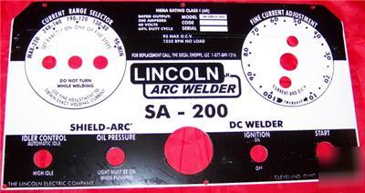 New lincoln welder sa-200 control plate, exact replica 