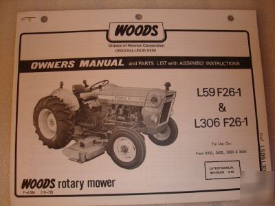 Woods rotary mower for ford 2000 to 3600 tractor manual