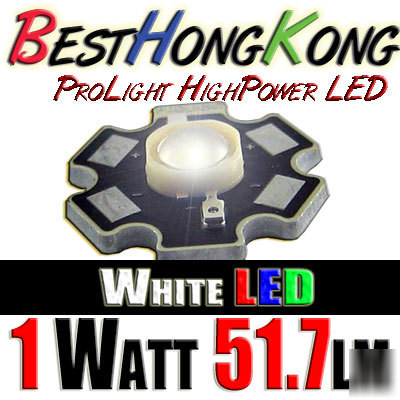 High power led set of 2 prolight 1W white 51.7 lumen