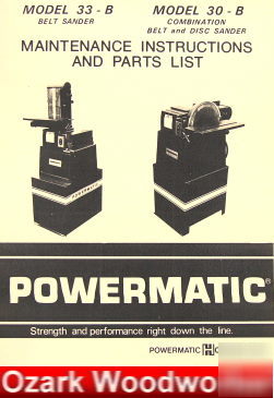 Oz~powermatic M30-b M33-b sander operator parts manual