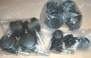 Lot of 3 sets plastic casters - 3 mixed sets of 4 each
