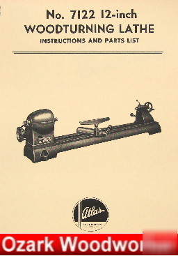 Oz~atlas 7122 wood lathe instruction & parts manual