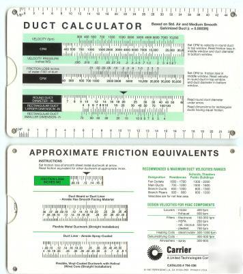 Air duct sizing calculator slide chart hvac tool guide 
