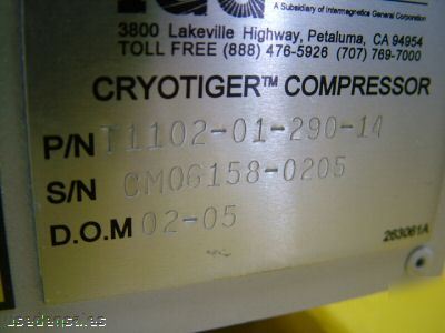 Brooks automation cryotiger compressor T1102-01-290-14