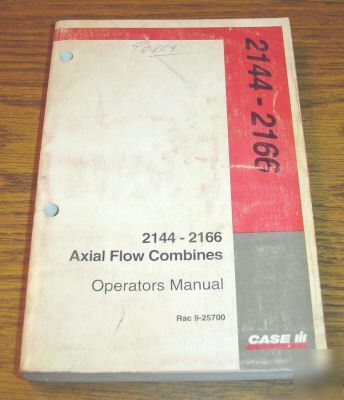 Case ih 2144-2166 combine operator's owners manual book