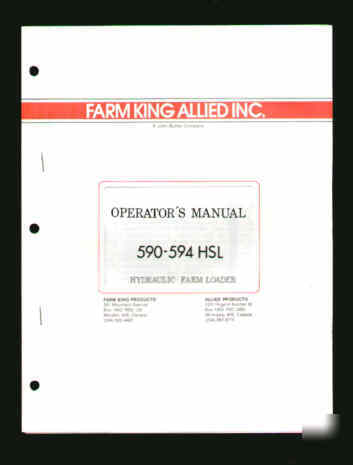 Farm king allied 590-594 hsl loader operator's manual