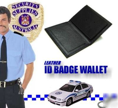 Genuine leather id badge wallet with protector flap