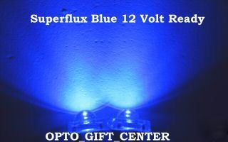 New 50X 12V wired superflux 5MM blue led 15,000MCD diy