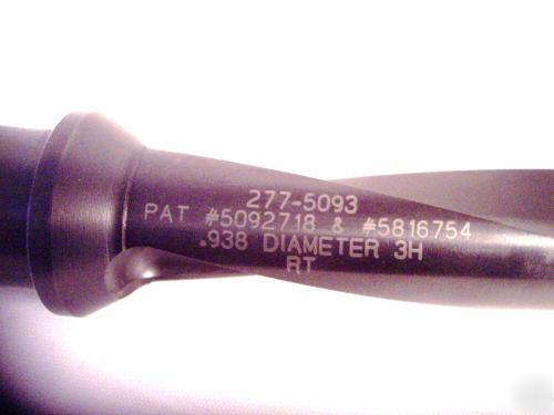 New - .938 dia. long indexable coolant drill metcut