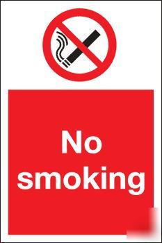 No smoking safety signs 100 x 150 rigid plastic