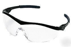 Storm safety glasses clear lens black frame 4-pack