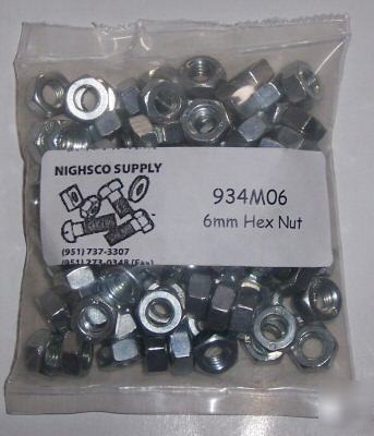 6MM hex nut - 100 quanity - high quality - 934M06
