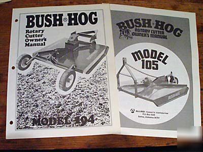Bush hog 104 105 operator's manual rotary cutter mower