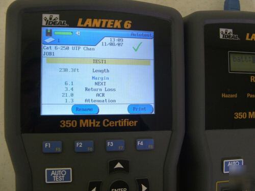 Ideal lantek 6 CAT6 & multimode fiber cable certifier