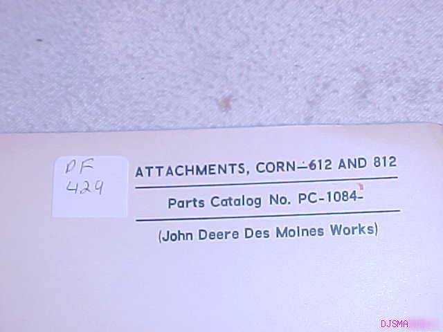 John deere 612 812 corn attachment parts catalog