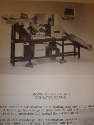 Markem operator service manual u-1455 & U1475 markers