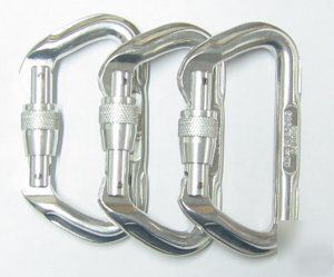 New set of 3 brand omega locking carabiners