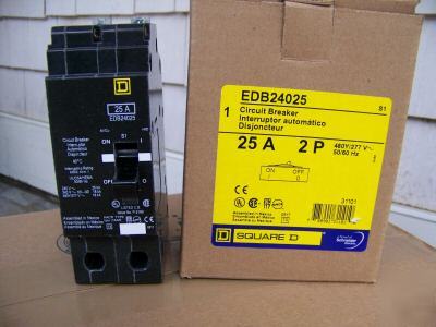 New square d EDB24025 2POLE 25AMP 480V circuit breaker 