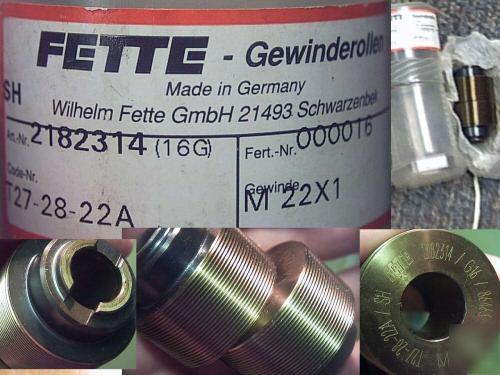 Fette thread rollers gewinderollen M22 x 1MM T27-28-22A