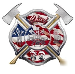 Firefighter chief decal reflective 12