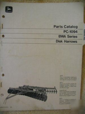 John deere bwa disk harrow parts catalog manual