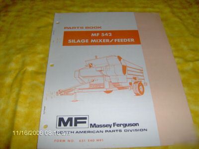 Massey ferguson MF542 silage mixer feeder parts book
